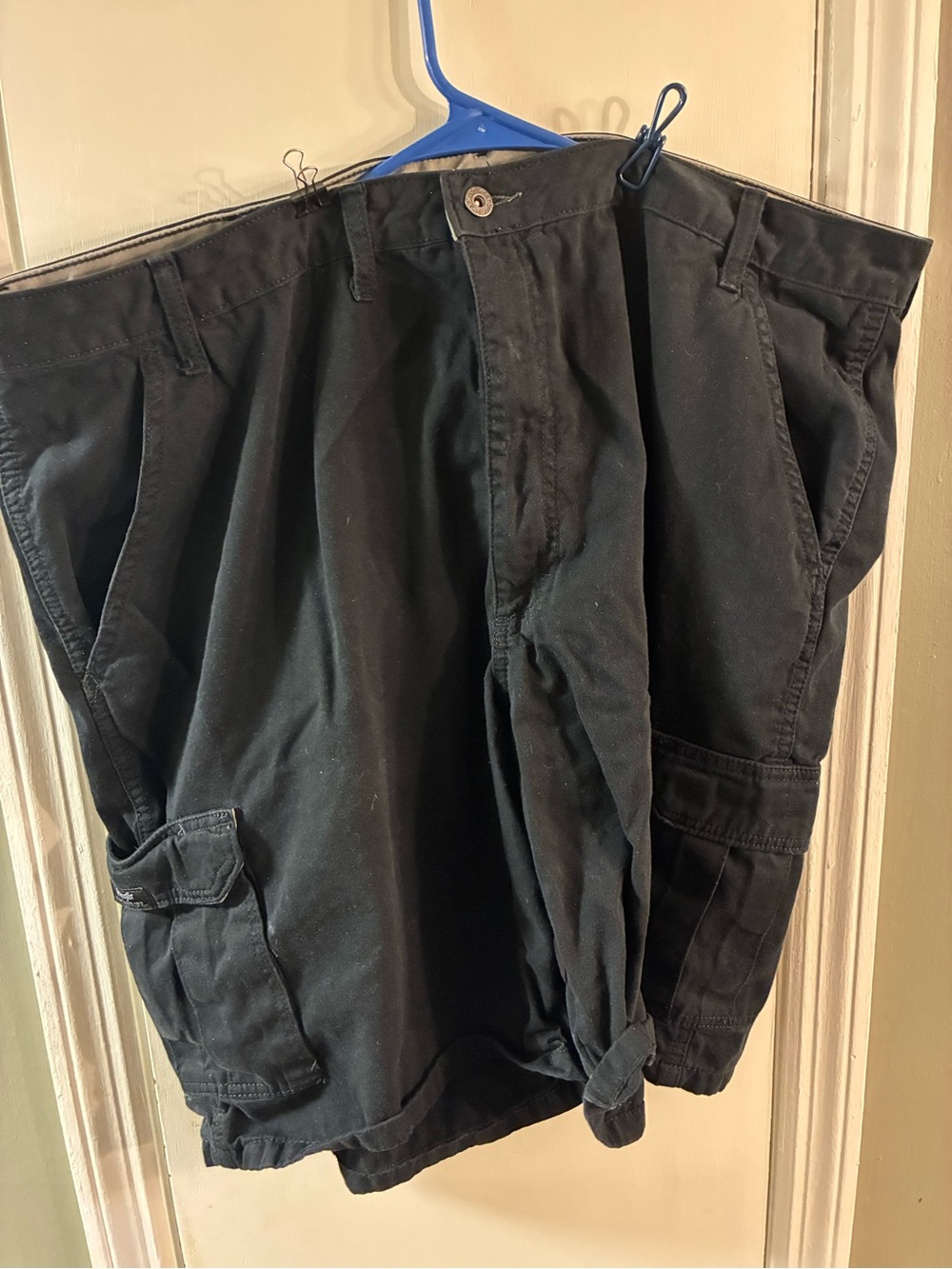 Wrangler Men's Black Cargo Shorts Size 44 Inseam 9 Inches 100% Cotton Pockets
